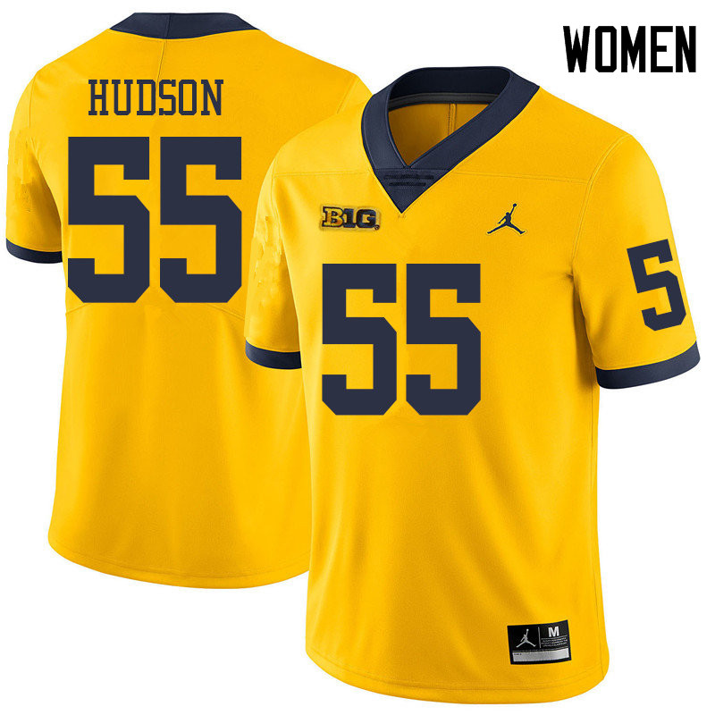 Jordan Brand Women #55 James Hudson Michigan Wolverines College Football Jerseys Sale-Yellow